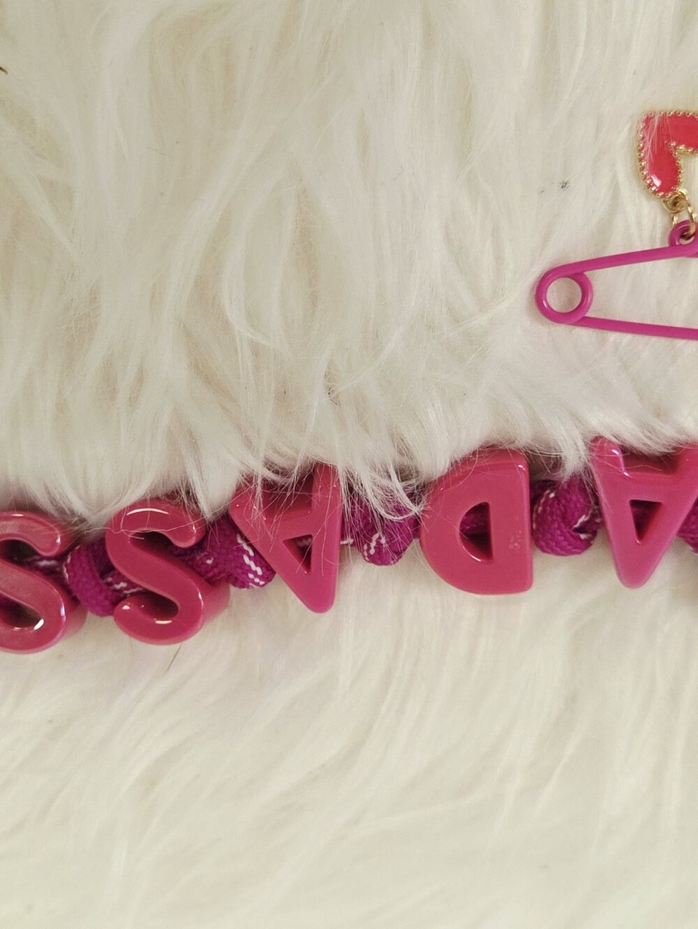 4pc Pink 'BADASS' Purse Bag Charm Keychain and Strap Set - Picture 6 of 8